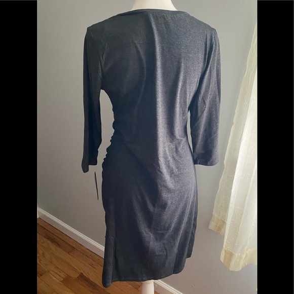Scarlett Brand Dark Gray V-Neck Midi Dress Size Large - Picture 2 of 9